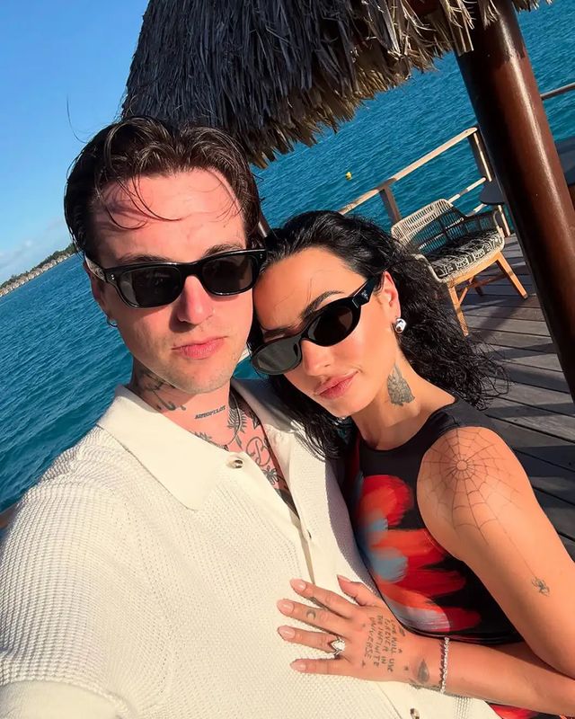 Demi Lovato on honeymoon with ocean backdrop celebrity honeymoon inspiration