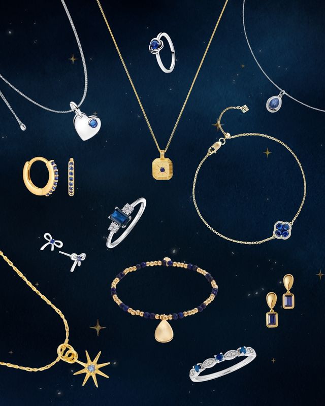 Edit of the best September birthstone jewellery by Rock My Wedding, including sapphire necklaces, rings, bracelets and more