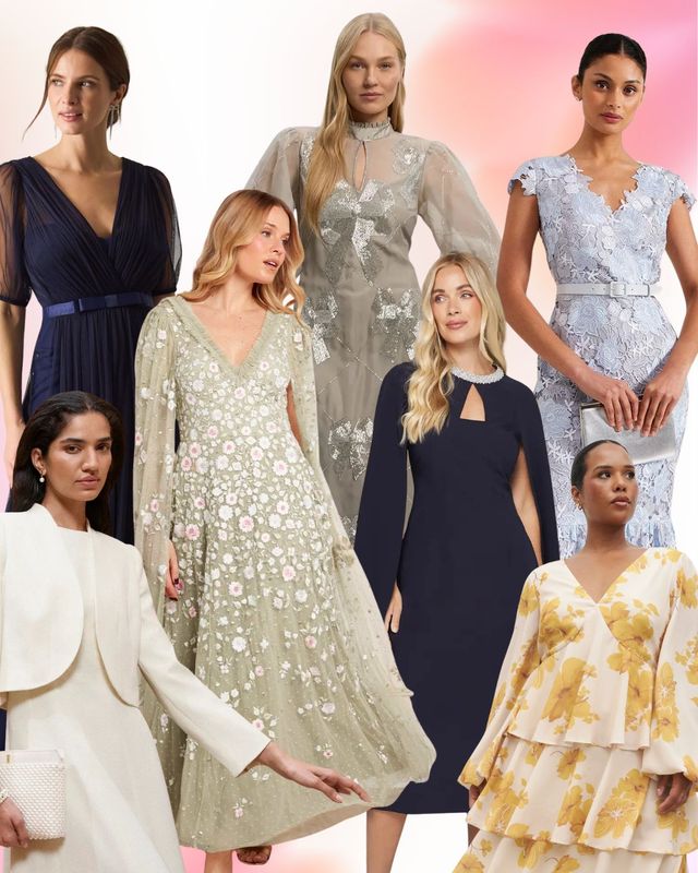 Collage edit of the best mother of the bride outfits and dresses