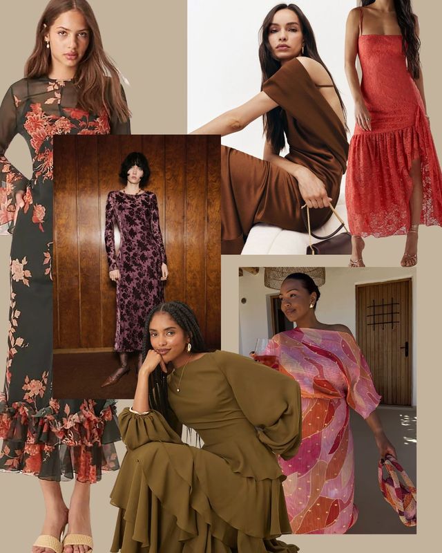 Edit of the best autumn wedding guest dresses from high street and designer fashion brands by Rock My Wedding