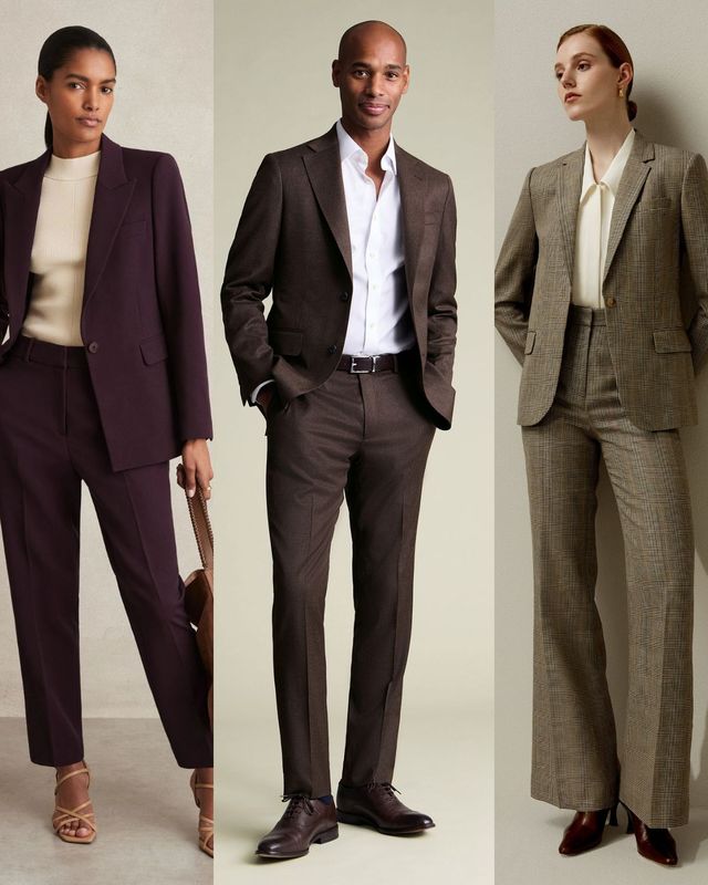 Collage of the best autumn wedding suits by Rock My Wedding from Reiss, Charles Tyrwhitt and LilySilk