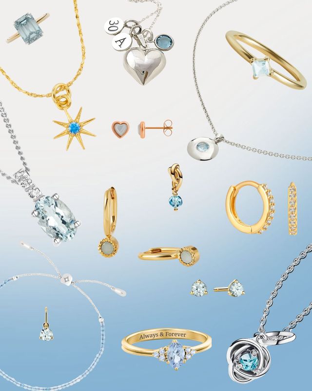 Edit of the best aquamarine March birthstone jewellery to shop for anniversaries, birthdays and gifts