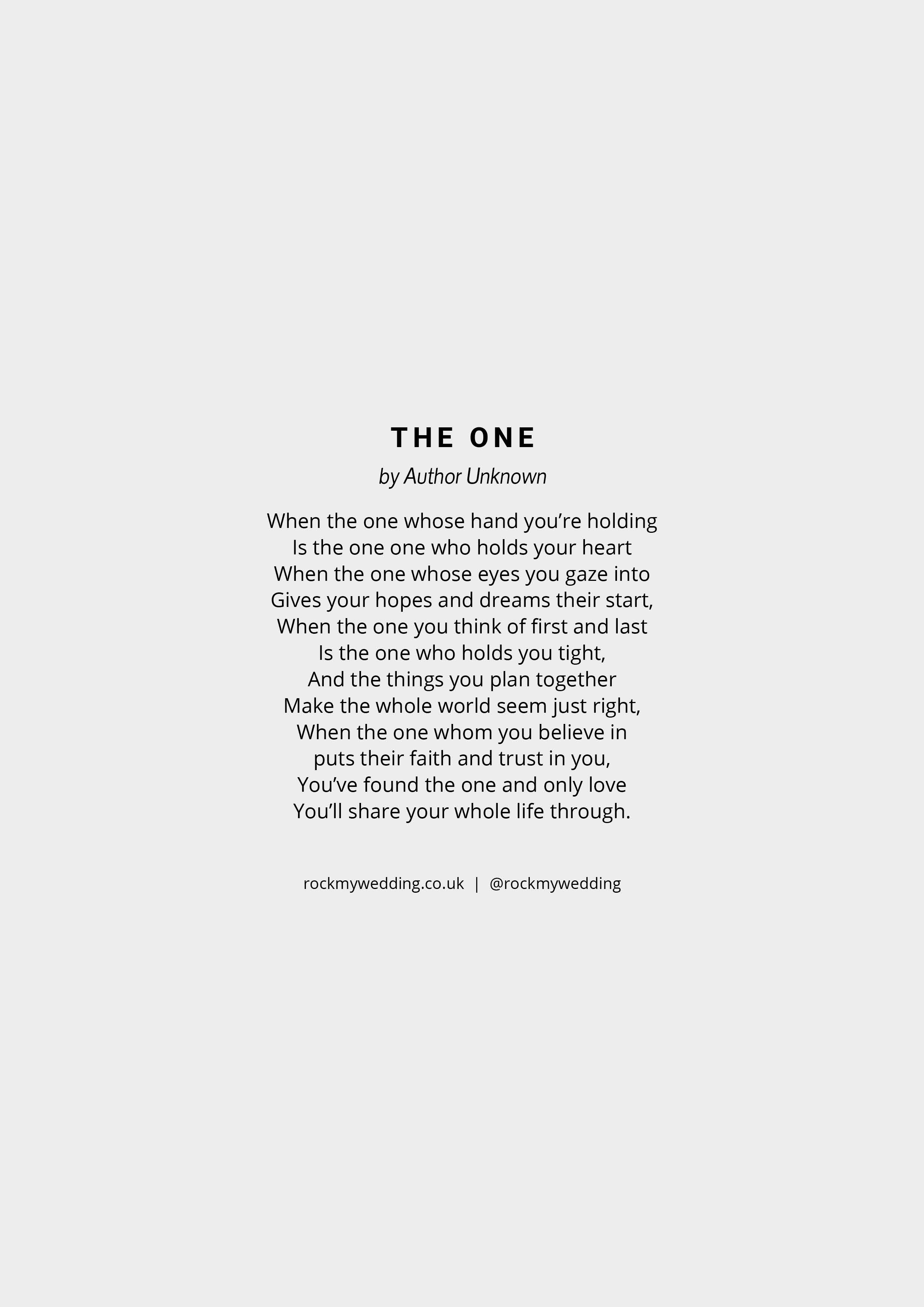 The One Wedding Poem By Author Unknown - Rock My Wedding