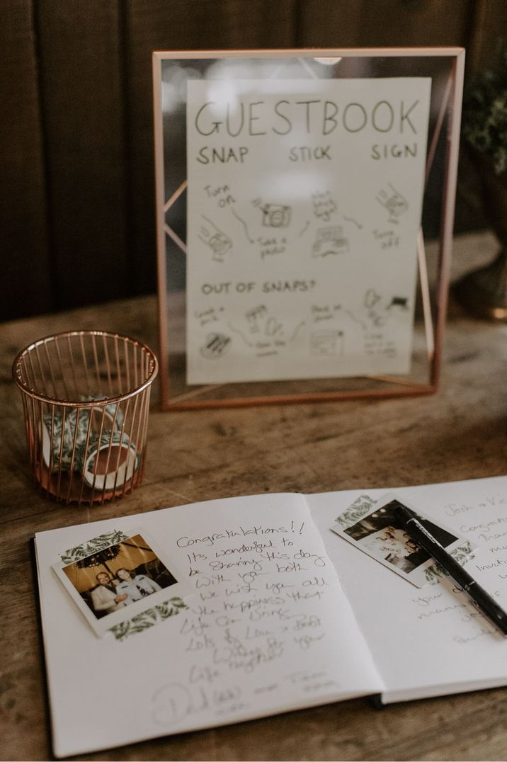 Polaroid wedding guest book sign 