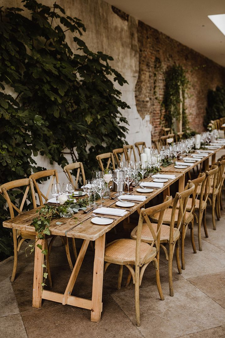 Image of a long dining table set up for weddings and events at Middleton Lodge Estate