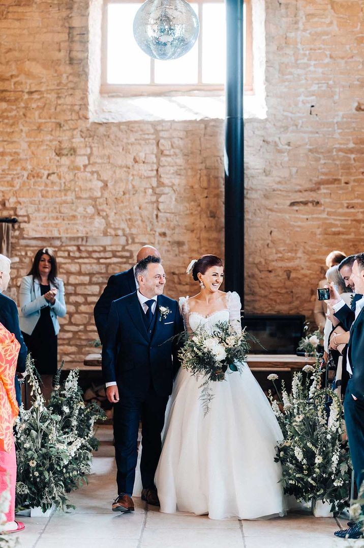 rustic luxe Old Gore Barn at Yard Space wedding with bride in a tulle princess wedding dress