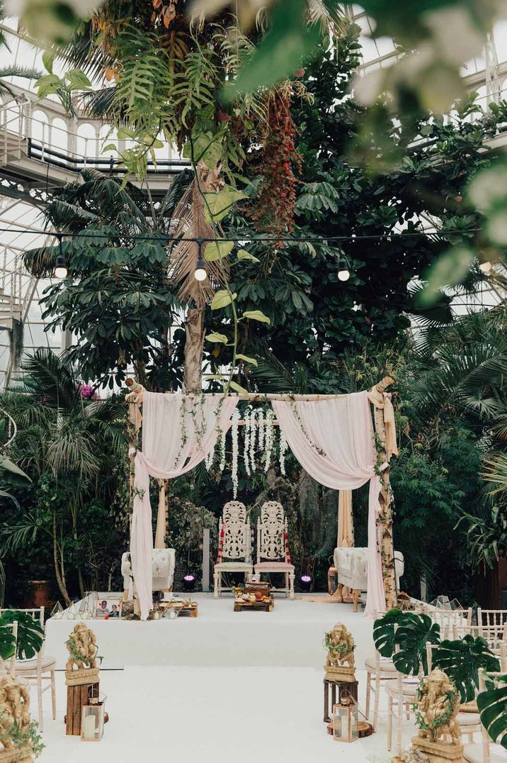 Traditional Hindu wedding ceremony at Sefton Park Palm House greenhouse wedding venue 