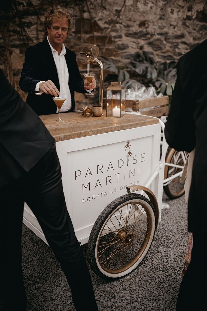 Pornstar martini wedding cocktail cart for luxe wedding 