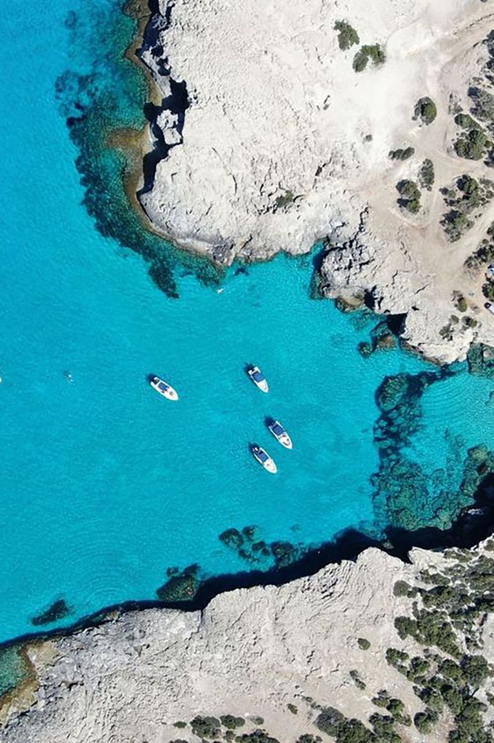 Image of Cyprus sea from birds-eye-view with boats 