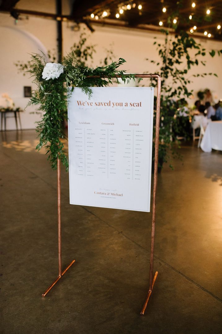 White and copper seating plan 