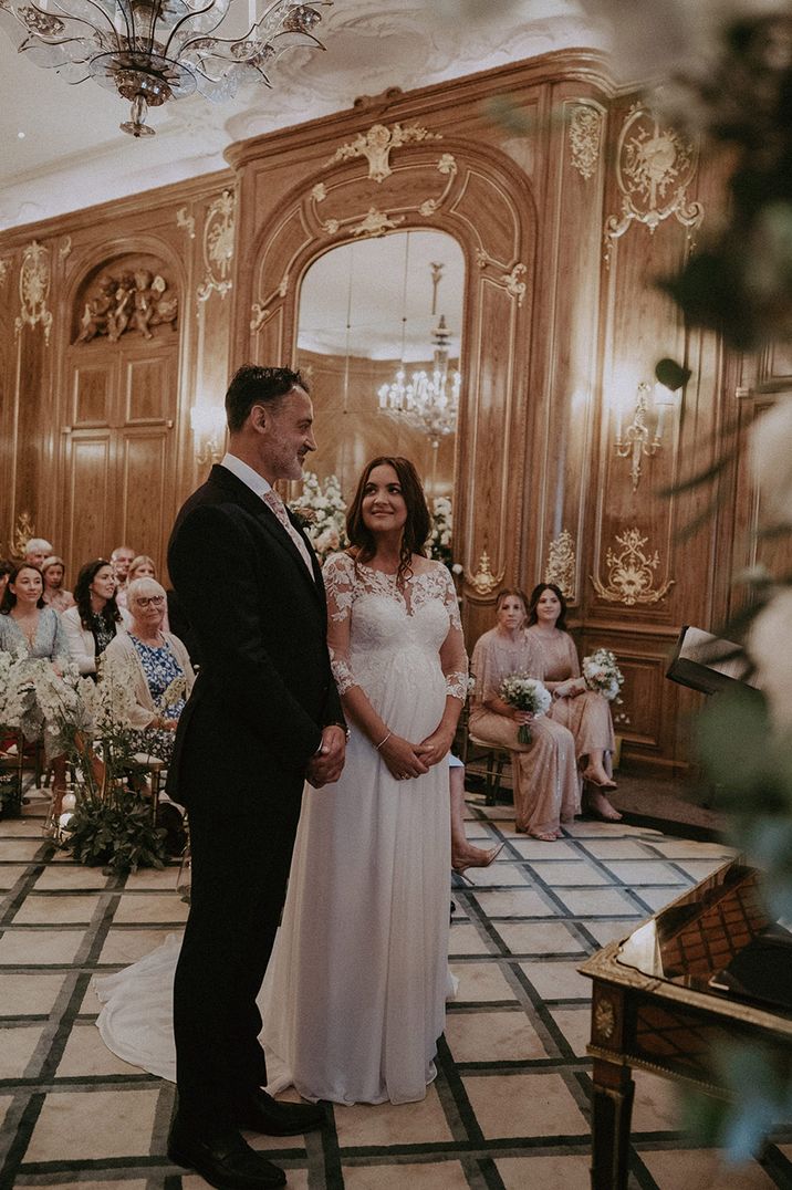 The bride and groom at their wedding ceremony 