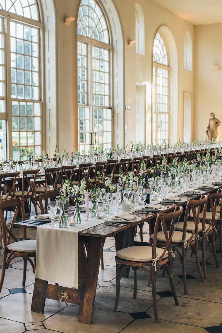 Kew Gardens tourist attraction and wedding venue in London with neutral wedding table decor 