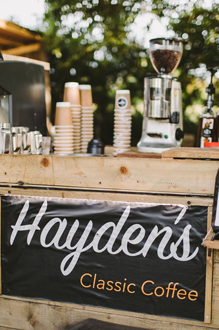 Coffee van with sustainable cups for guests to drink coffee 