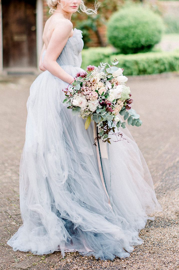 Pale blue tulle princess wedding dress by Kathryn Hopkins Photography