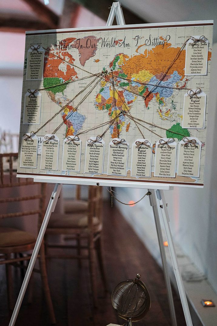 Colourful and bright world map seating chart 