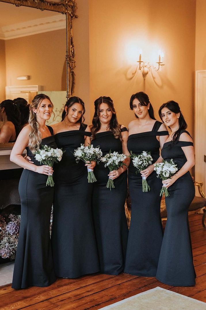 One shoulder style black bridesmaid dress