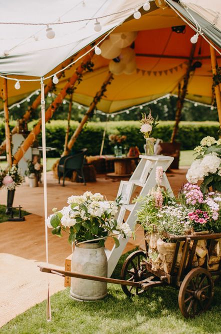 Tipi wedding with rustic wedding decor