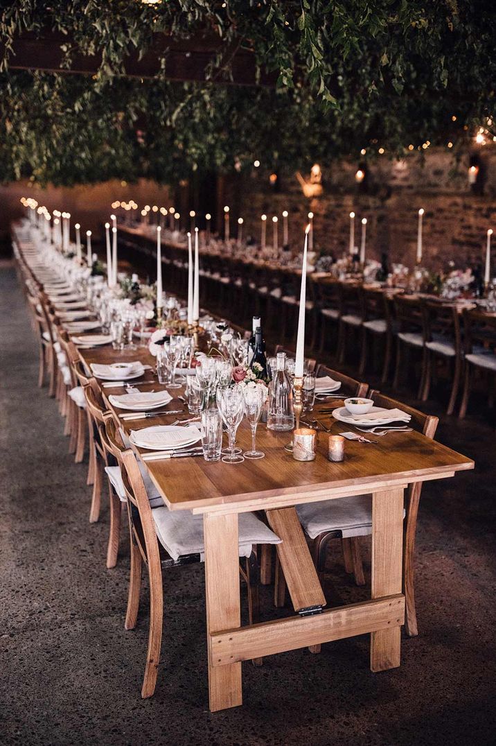 Neutral, earthy themed wedding tablescape at Dewsall Court wedding venue