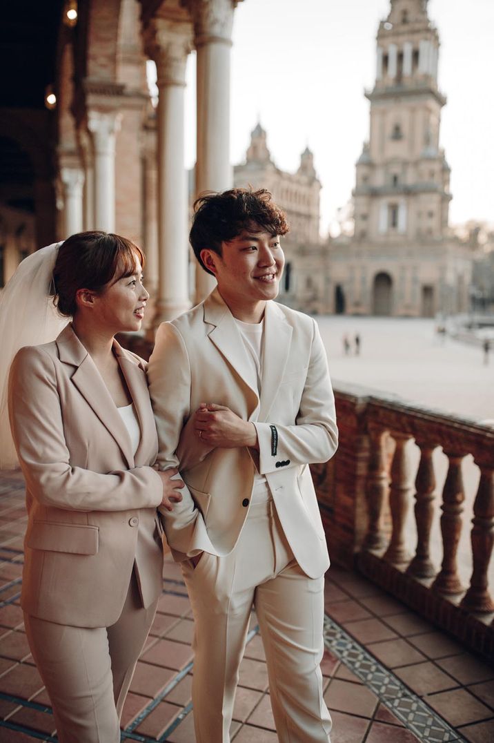 Engaged couple on their engagement shoot after a wedding proposal 