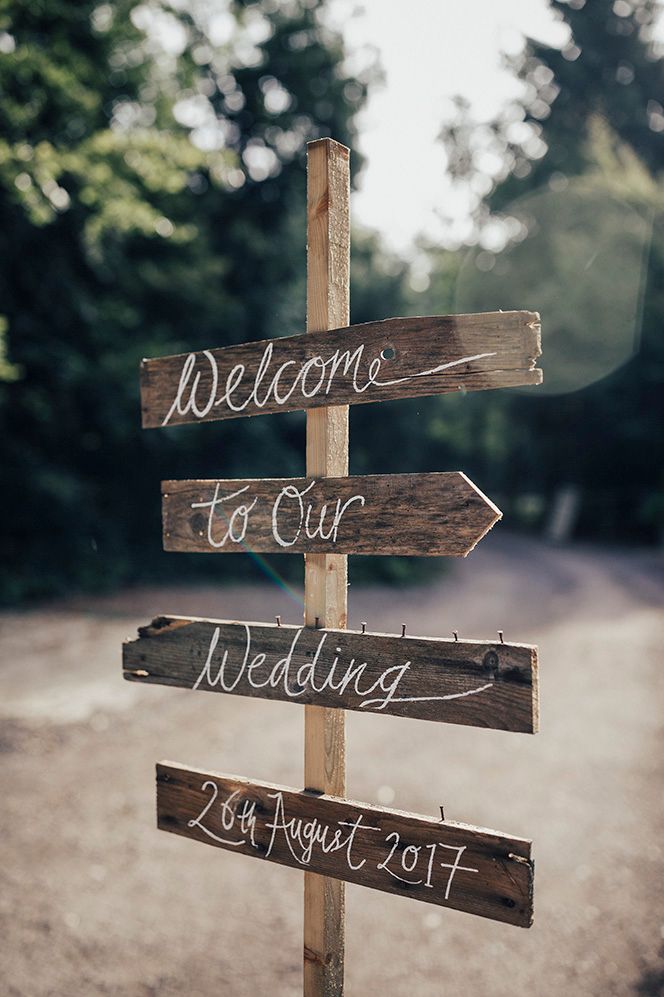 Wedding wooden picket direction sign post 