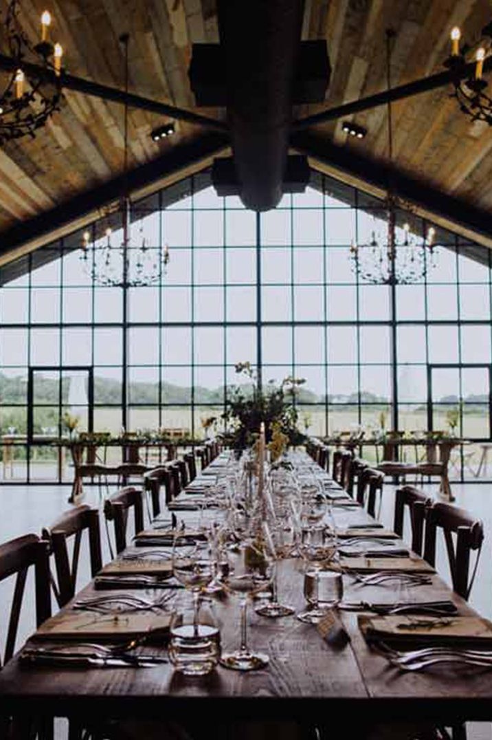 The Barn at Botley Hill Barn with incredible windows and simplistic decorations 