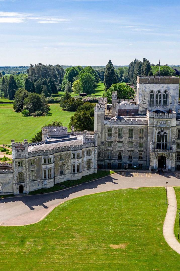 The exterior of Ashridge House Castle wedding venue Hertfordshire 