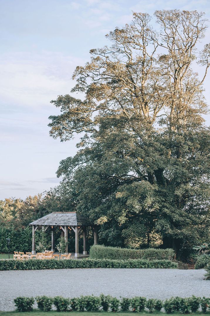 Trevenna barns venue with outdoor ceremony space with gazebo