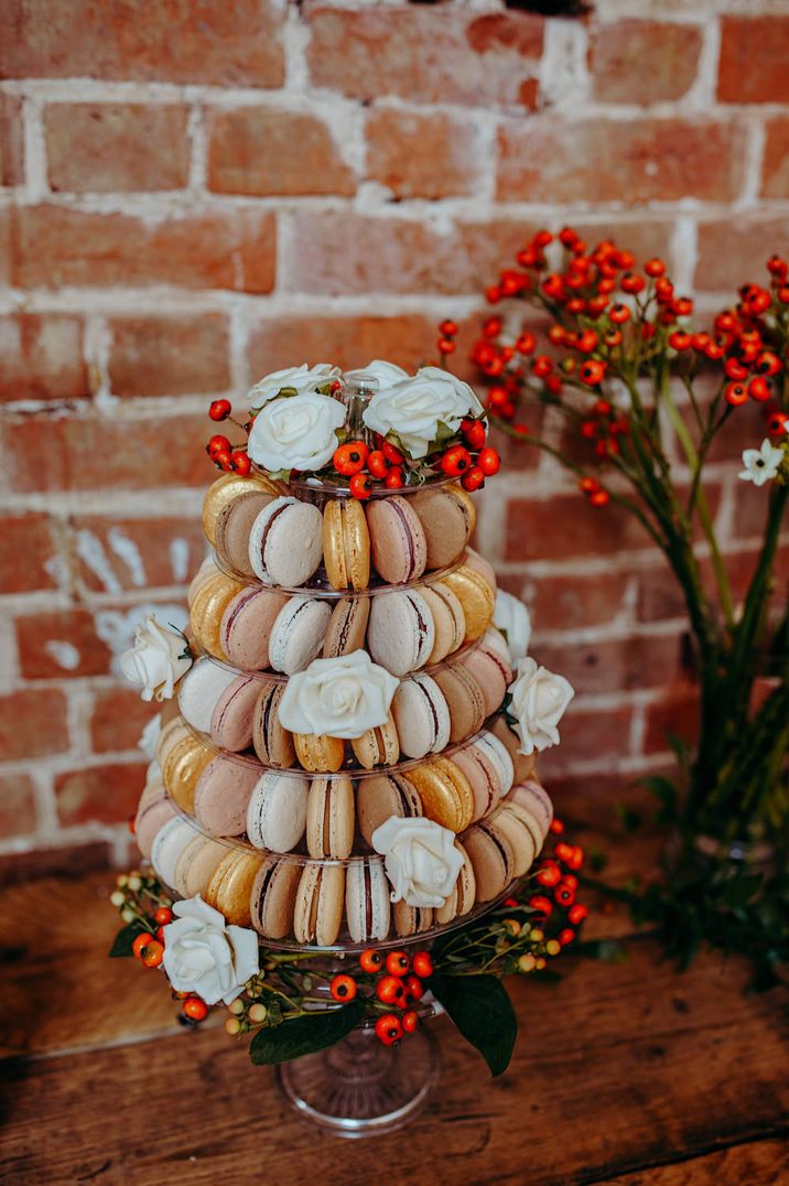 Macaroon tower alternative wedding cake for rustic wedding 