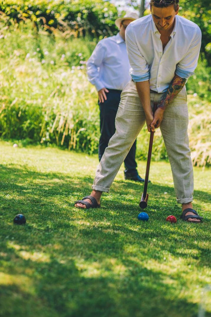 Mini game of croquet for outdoor games engagement party idea 