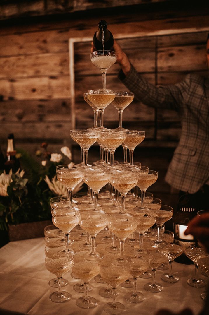 6 tier champagne tower at Babington House 