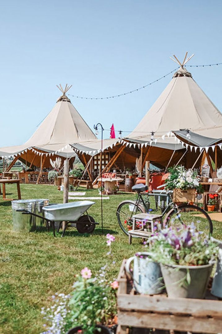 Exclusive use of 3 tipis at wedding venue space in Devon 