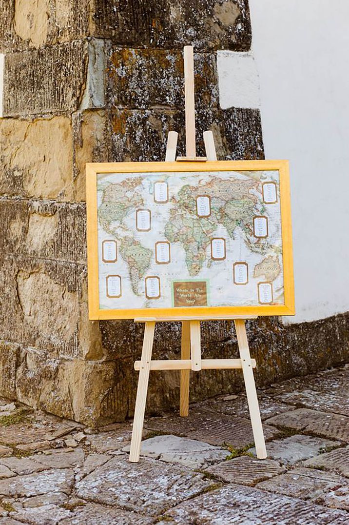 World map seating chart as creative wedding idea by Cristiano Brizzi Photography 