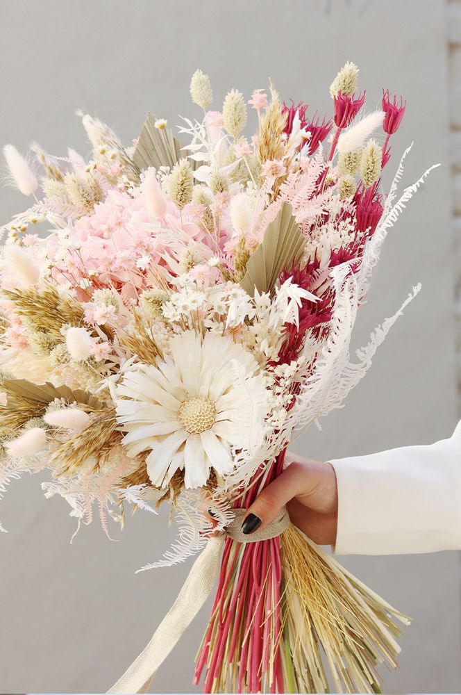 Colourful dried flower bouquet by Shida Preserved Flowers