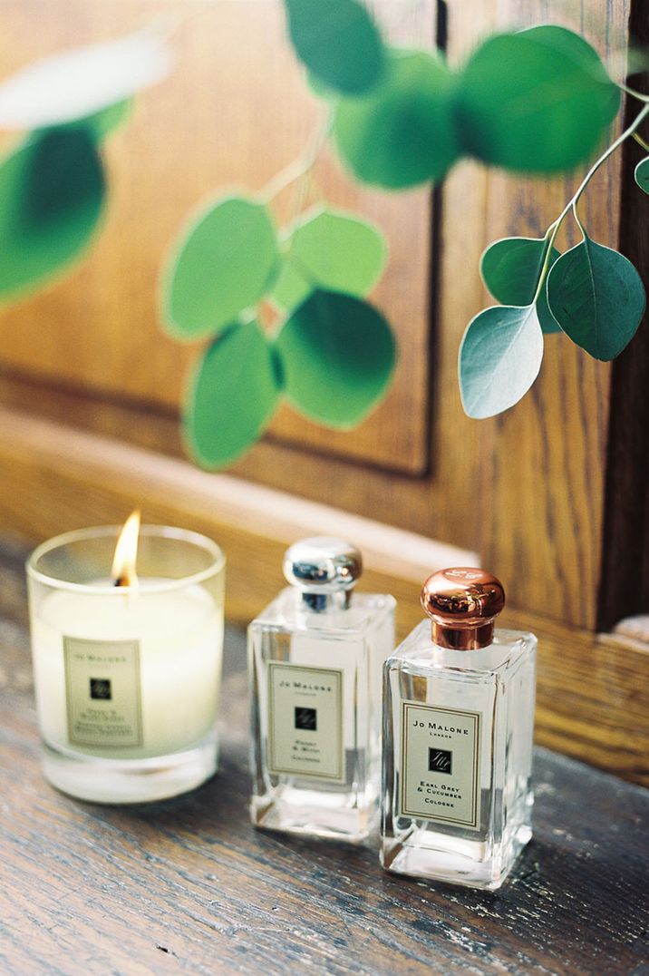 Jo Malone London wedding scent collection with two colognes and a candle for scent layering 