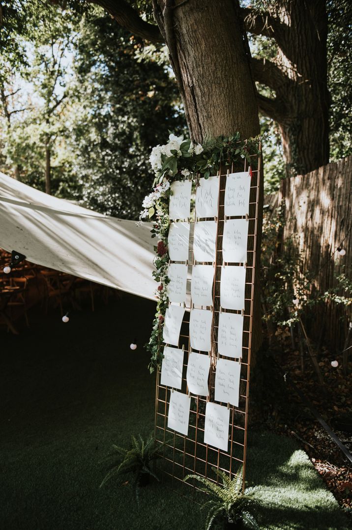 DIY table plan on wire pin board