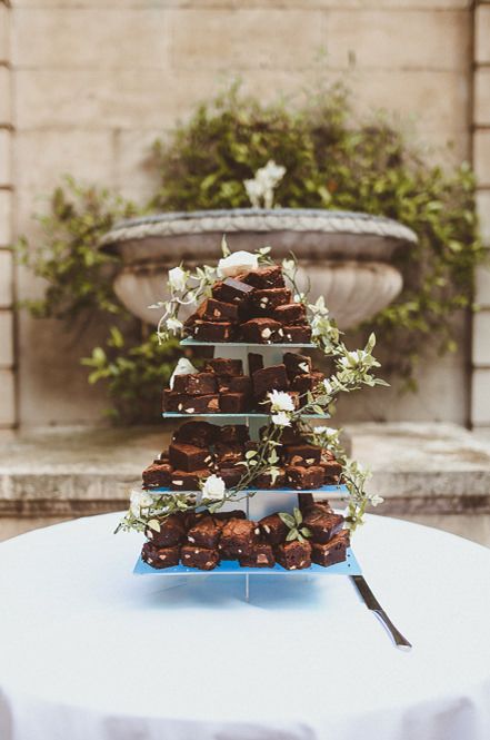 Brownie tower alternative wedding cake 