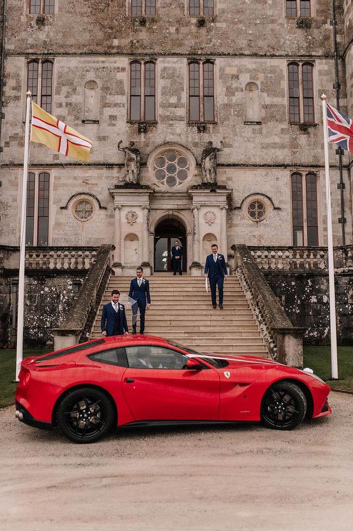 Red Ferarri sports car driving experience for the groom and groomsmen 