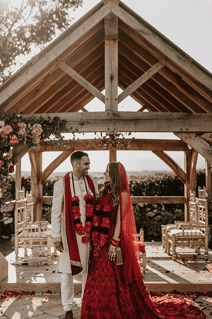 Outdoor wedding ceremony at Wharfedale Grange wedding venue for Hindu ceremony 