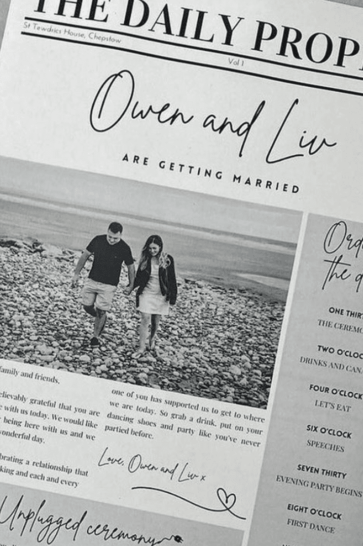 Personalised wedding newspaper by The Crafty Lab 