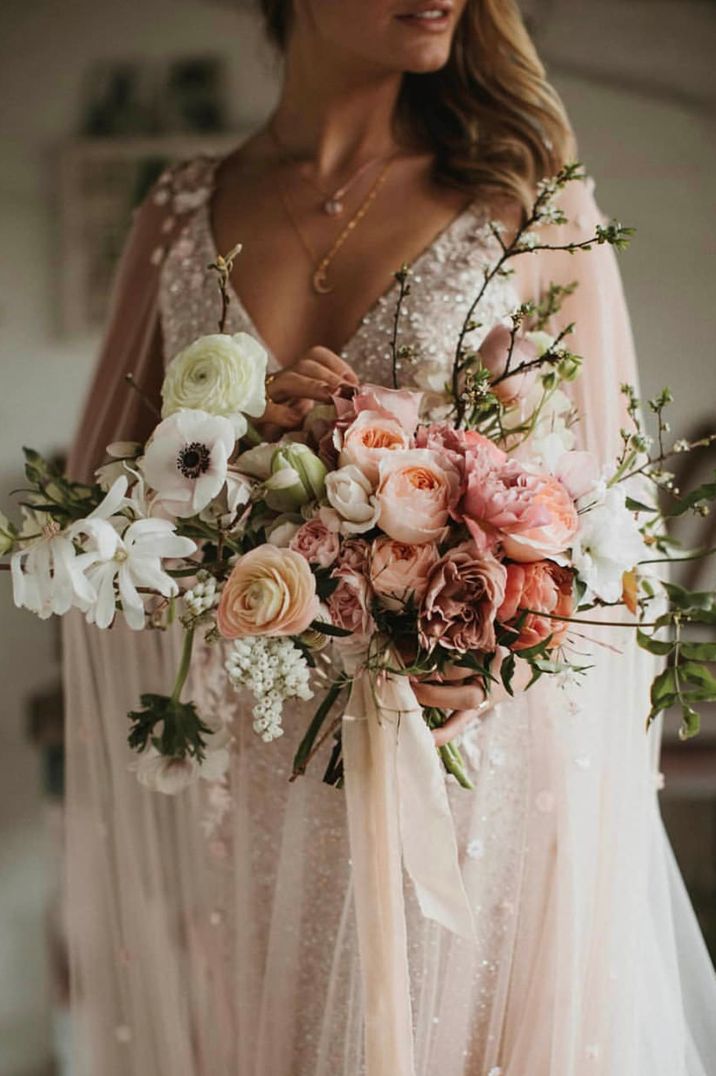 Pink and white oversized bouquet by wedding florist Three Acre