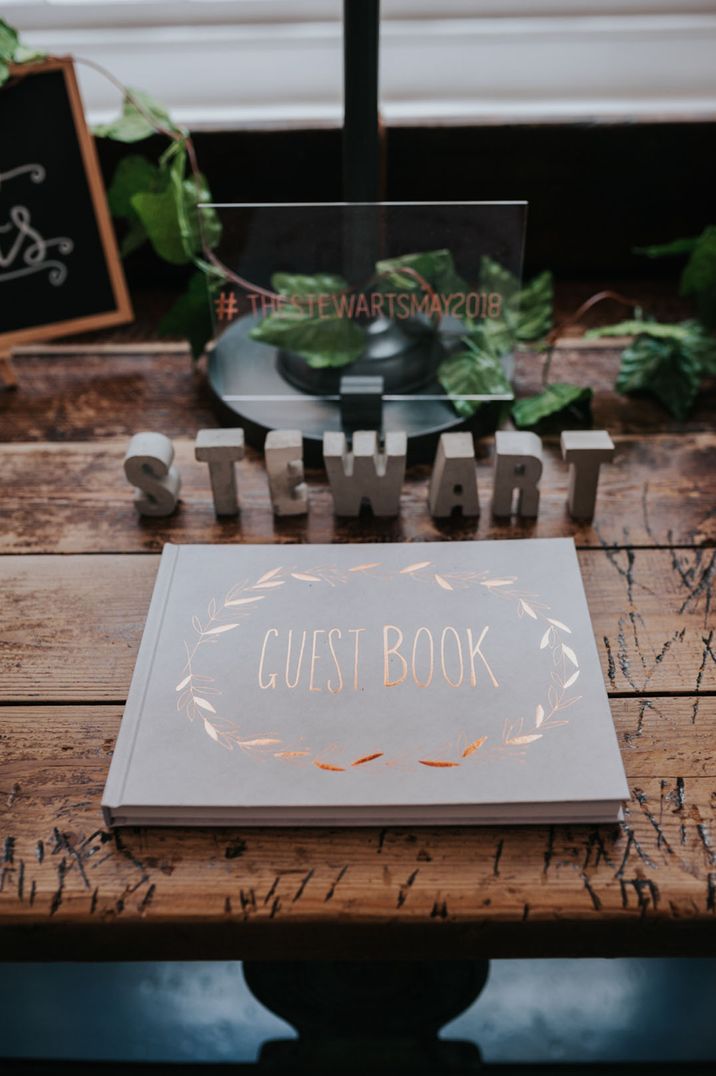 Classic style wedding guest book 