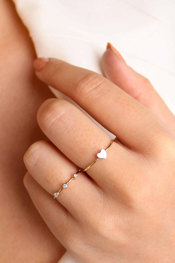 Solid 8 carat gold mini love heart ring