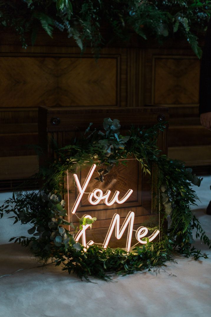 'You & Me' warm white neon wedding sign 