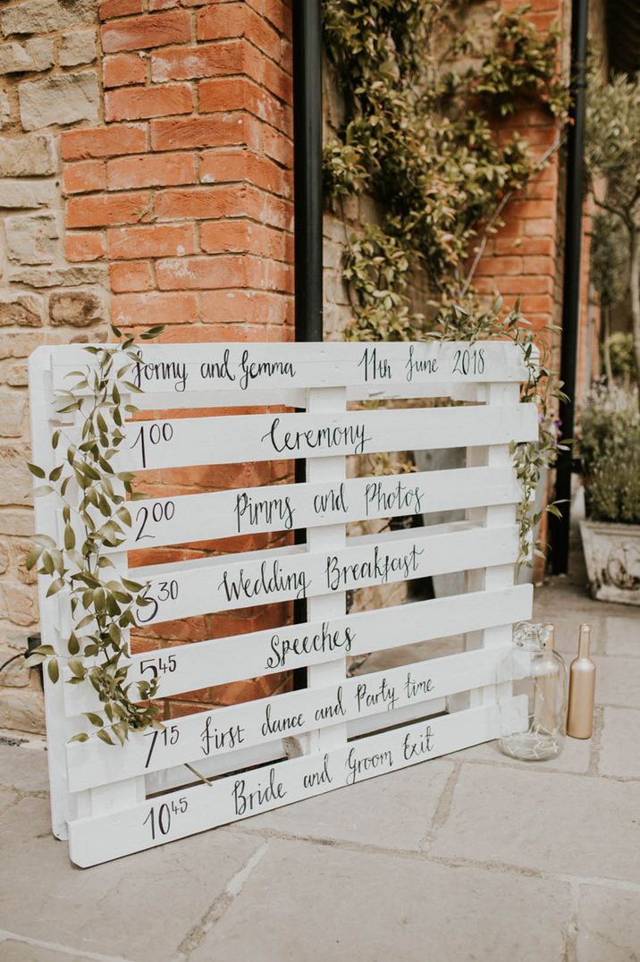 White wooden pallet order of the day sign 