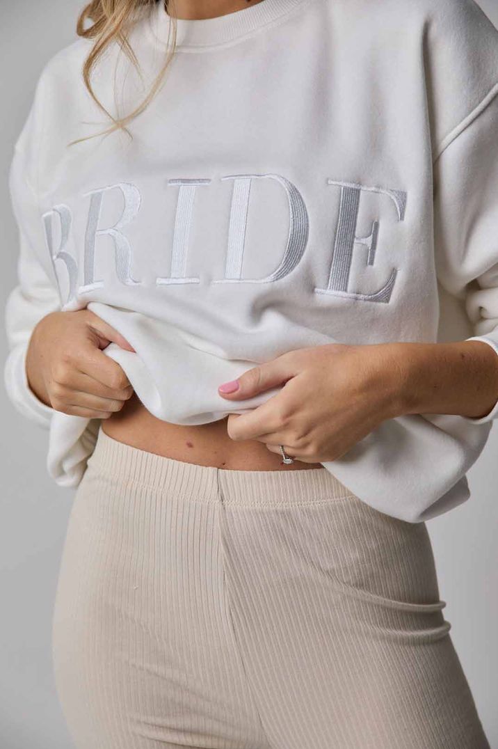 Bride statement sweatshirt and tracksuit bottoms in Champagne 