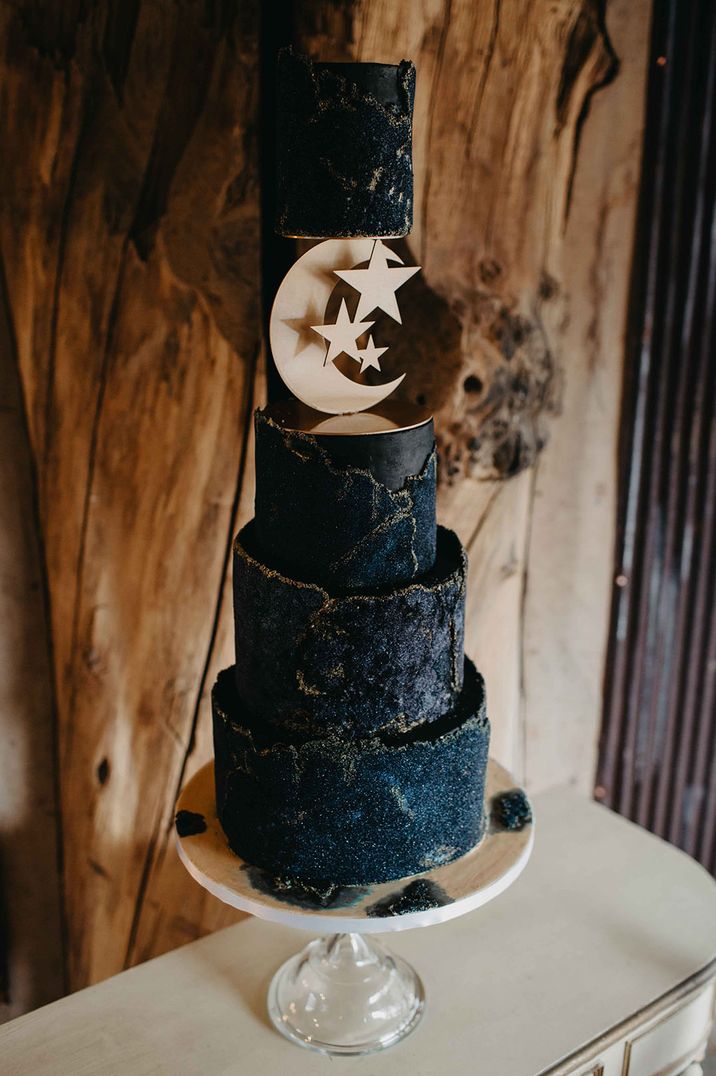 Chelsea Buns Cake Design four tier night sky wedding cake with moon 