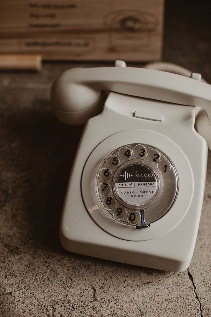 cream rotary telephone alternative wedding guest book 