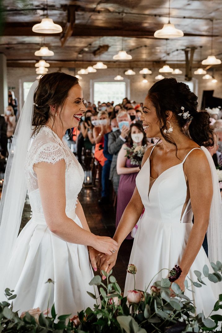 Two brides exchange vows at West Mill Derbyshire 