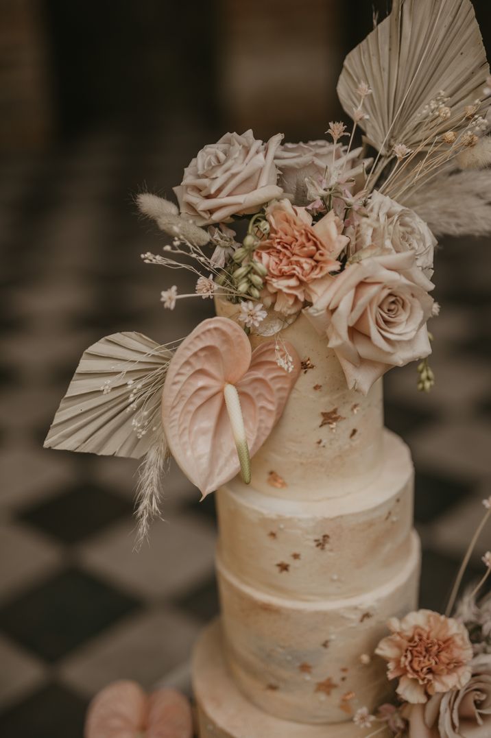 wedding cake with gold leaf illustration design