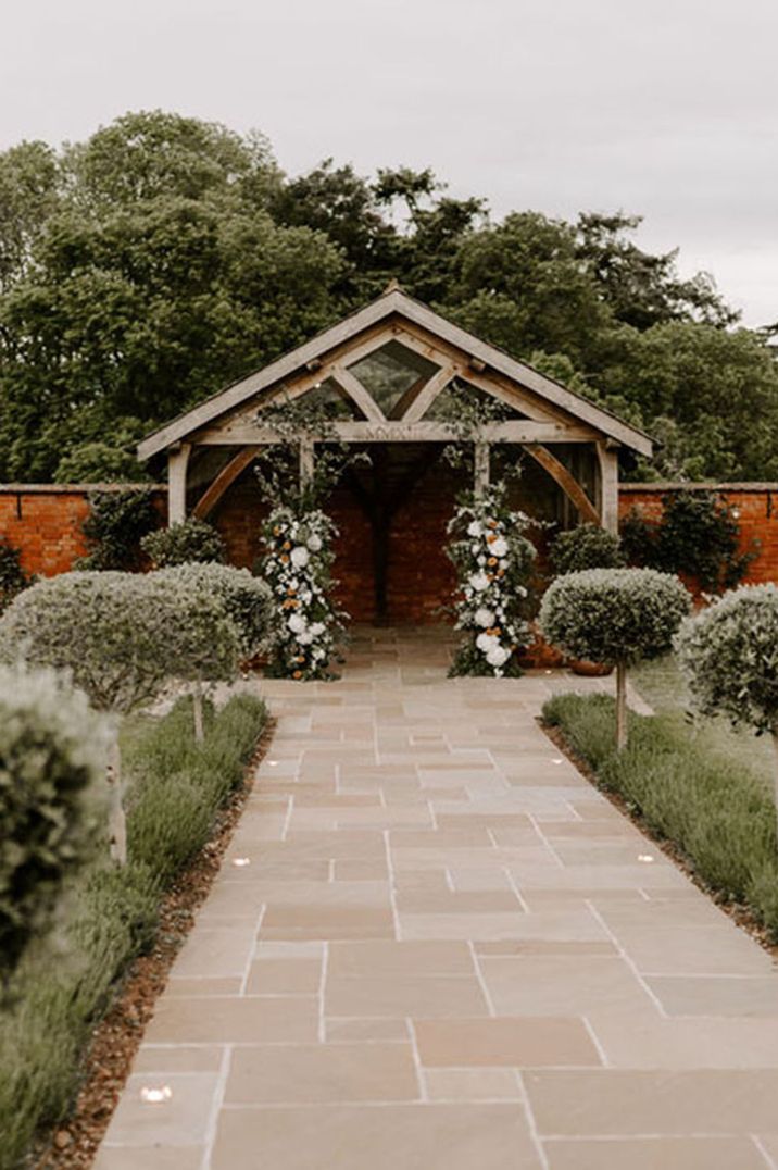 Outdoor walled garden and ceremony space at Upton Barn wedding venue in Devon 